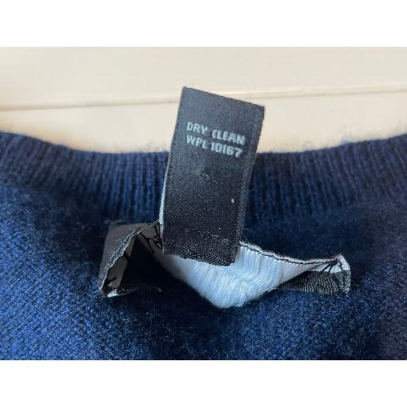 Aqua Cashmere Sweater Cardigan Navy Black Matte Sequin Detail Sz S Old Money - Picture 10 of 12